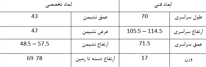 ابعاد صندلی مدیریتی نیلپر OCM900E