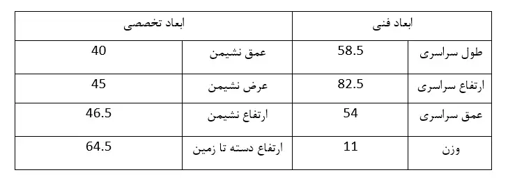 ابعاد صندلی چهارپایه نیلپر OCF515K