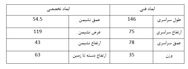 ابعاد مبل اداری نیلپر OSS823N2 