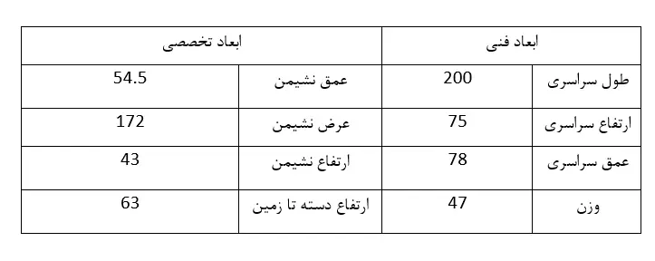 ابعاد مبل اداری نیلپر OSS823N3