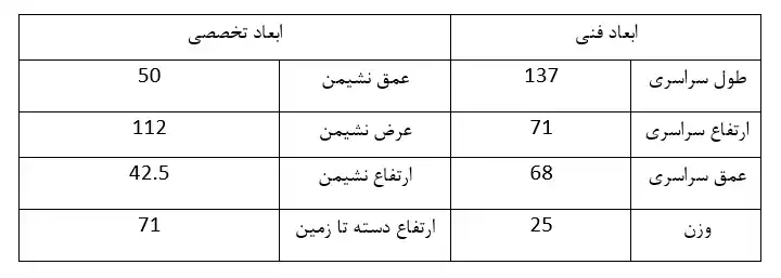 ابعاد مبل اداری نیلپر OSS776N2