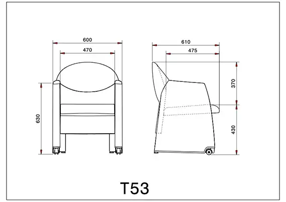 مبل اداری لیو یک‌ نفره T53 